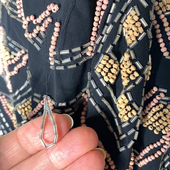 Jerome Black Beaded Open Front Y2K Jacket - Picture 10 of 10